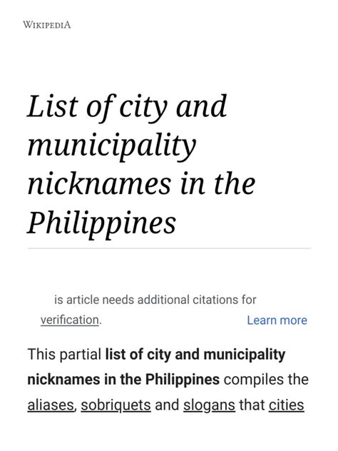 tagline of cebu|List of city and municipality nicknames in the Philippines.